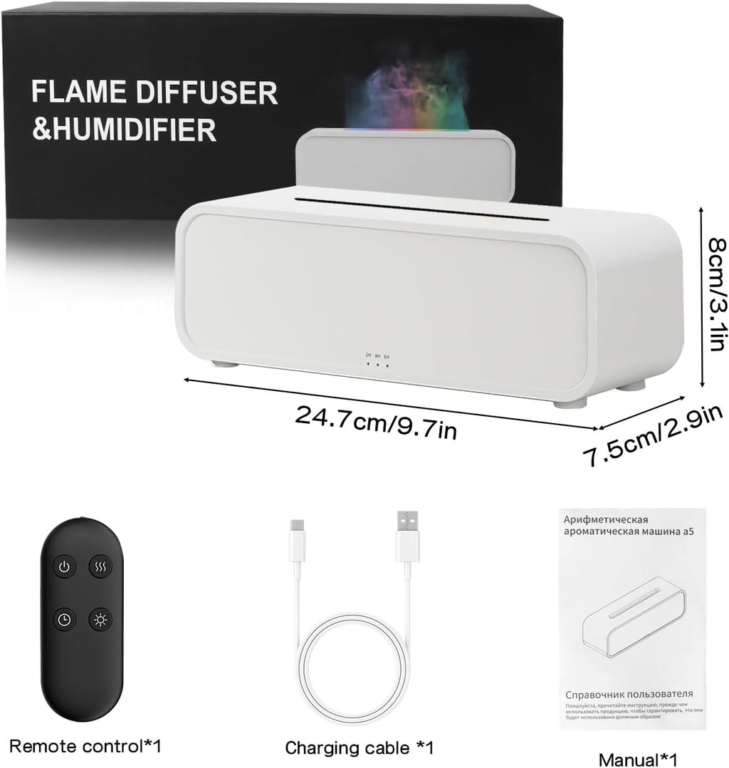 QKTYB Difusor Aceites Esenciales Flame Con 7 Colores,Activado Por Música Humidificador De Aire Control Remoto, Sin Agua Apagado Automático Aceites Esenciales 3 Configuraciones De Tiempo 250Ml